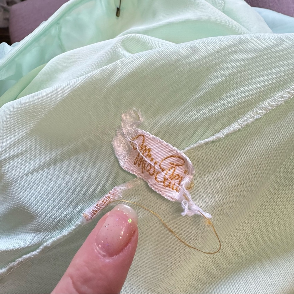 Vintage 50s Peignoir Set Mint Green Nighty Robe Lace Sheer Retro Small Medium - Picture 14 of 16